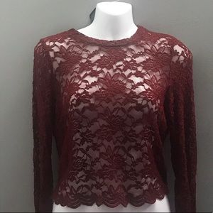 Laced Red Full Sleeve Top